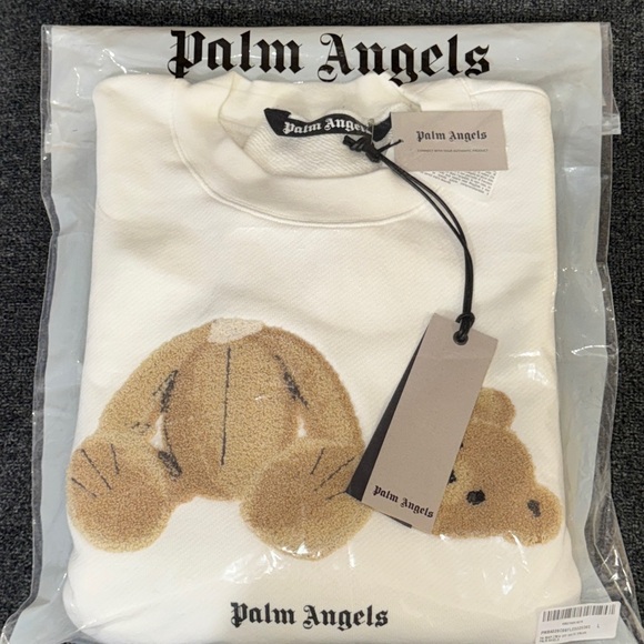 Palm Angels Crewneck Off-white Sweatshirt with Bear